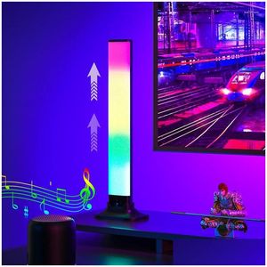 Night Lights Sound Pickup Led Light Usb Rgb Lamp Voice Activated Music Rhythm Ambient App Control For Bedroom Bar Drop Delivery Dhhxy