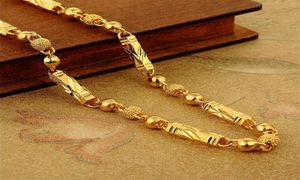 Простая мужская 18 -каратная золотая колье шестиугольная будда бамбуковая цепи