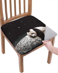 Stuhlabdeckungen Mondnacht Sky Star Panda Schwarz Sitzkissen Stretch Dining Cover Slippcover für das Haus El Bankett Wohnzimmer