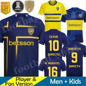 2024 Фанаты Boca Juniors Игроки футбольные майки Cavani Villa Salvio Men Kids Benedetto Salvio Camisa de Futebol 24 25 футбольная рубашка Tevez Carlitos Marcos Rojo Vazquez