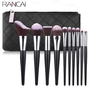 Schatten Rancai 10pcs Hight Quality Make -up Pinsel Set Foundation Pulver Blush Lidschatten Schwamm Pinsel Weiches Haar Kosmetische Bürsten Werkzeuge