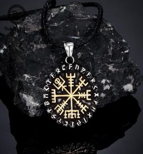 Pendant Necklaces Classic Norse 24 Runes Viking Compass Mens Amulet Vegvisir Stainless Steel Chain Icelandic Male Jewelry GiftsPen1849052