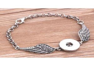 3pcs Crystal Angel Wings Bracelets Bangles Bangles Antique Silver Diy Ginger Snaps Button Jóias Novas pulseiras de estilo 4enqd7764347