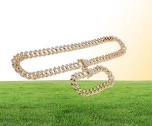 13mm 1630Inches Hiphop Bling Jewelry Men Iced Out Chain Necklace Gold Silver Miami Cuban Link Chains7692464