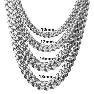 618 mm Edelstahl Kubanische Miami -Ketten Halsketten große schwere silberne Farbkette für Männer Hiphop Rock Jewelry6401005