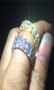 Сверкающий мужской хип -хоп кольцо золото, заполненное 925 Серебряные 4 мм 5A CZ Stone Party Crings Fordation For Men Rock Jewelry Gift3345933