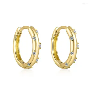 Orecchini per borchie Gra 18K zircone dorato semplice cerchio rotondo per donne originali 925 sterling in argento orecchino di orecchini alla moda di gioielli alla moda