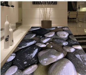 壁紙バスルーム用のモダンフロアペインティングストーンPVC防水ホームデコレーション3D