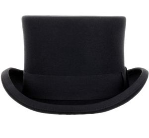 135 cm High 100 Wool Top Hat Satin fodrad President Party Men039s Felt Derby Black Hat Women Men Fedoras60241963283511