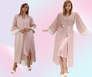 Yaoting Inoting Pink Silk Luxury Pajamas Satin Sexy Woman Nightgownカスタムバスローブナイトスリープウェアホーム衣服2205108390998