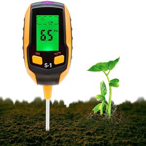 Yükseltilmiş toprak pH metre, 4 arada toprak test cihazı nemi, dijital bitki termometre testi, nem ölçer ışığı ve pH test cihazı