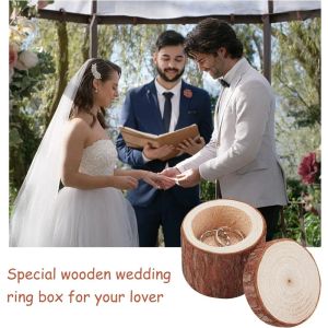 1PC Ring Box Drewniany pierścień naczynia do przechowywania Ceremonia Ślubna drewniana pudełko rustykalne rustyka rustyka