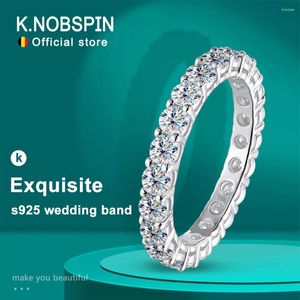 Cluster Rings Knobspin 3mm Round Moissanite Ring 18K White Gold Plated 925 Sterling Silver Fine Jewelry Wedding Engagement for Women Man