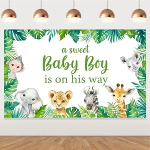 Party Decoration Jungle Safari Backdrop For Baby Shower Sweet Boy Is On His Way Banner Decor Supplies