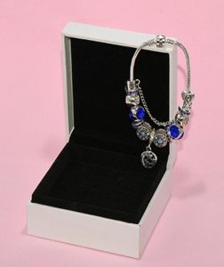 Wisiank mody Blue Charm for Jewelry Sier Sier Sier Star DIY Księżyc Bransoletka z pudełkiem24915499327928
