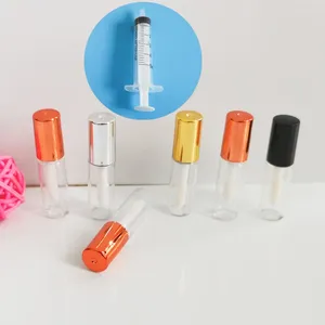 Storage Bottles 50pcs 1.2ML Empty Lip Gloss Tubes Rose Gold DIY Plastic Elegant Liquid Lipstick Container Round Mini Lipgloss Sample Bottle