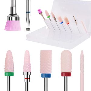 BITS PROFESSIMENTE 7 pezzi Set di pezzi per trapano per unghie ceramica Rimuovi Gel Acrilic Cuticle Diamond 3/32 Strumenti per la pedicure per manicure per pedicure manicure