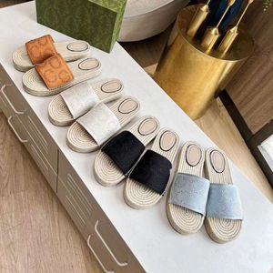 2024S/s Marka Kadınlar Interlocking-G Espadrille Sandalet Ayakkabı Kordosu Slayt Daireleri Kordon Platformu Kauçuk Alt Kauçuk Alt Terlik Günlük EU35-42 4.8 01