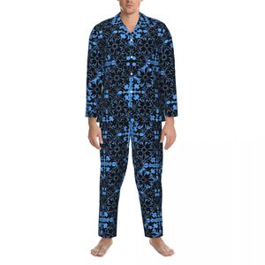 Retro Baroque Pajamas Set Autumn Spanish Flower Fantasy Romantic Leisure Sleepwear Men 2 Pieces Loose Oversized Design Nightwear