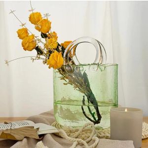 Vases Flower Bag Floral Designer Handbag Glass Vase Table Decoration Large Decorative Purse