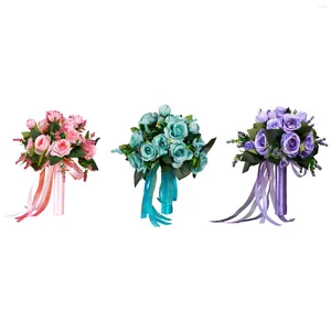 Wedding Flowers Artificial Flower Handmade Faux Roses Table Centerpiece Bouquets For DIY Bridal Shower Ceremony Gift Bride