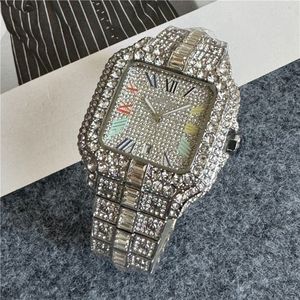 Mosang Stone Diamond Watchカスタマンの高品質の動きでカスタマイズされた高級メンズ3ピンクォーツウォッチ