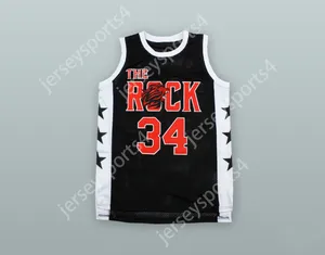 Custom Joel Embiid 34 The Rock High School Black Alternate Basketball Jersey All Cucited Times S M L XL XXL 3XL 4XL 5XL 6XL di alta qualità