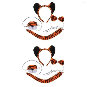 Party Decoration 2 Set Stuffed Animals Tiger Tail Ears Toddler Kläder Söt pannband Kostym Kids Suit