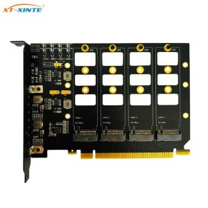 Kort PCIe Signal Split Array Card Adapter Card 4 Port M.2 NVME SSD till PCIe x16 M Nyckelhårddiskvandlare Reader Expansion Card