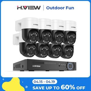 IP Cameras H.view 8Ch 4K 5MP 8MP Cctv Security Camera System Ptz Home Video Surveillance Kit Outdoor Ip Camera Humanoid Detection 240413