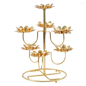 Candle Holders Ghee Lamp Holder Lotus Rack Metal Candlestick Table Trays For Eatingsss Temple Candleholder Creative Light Stand