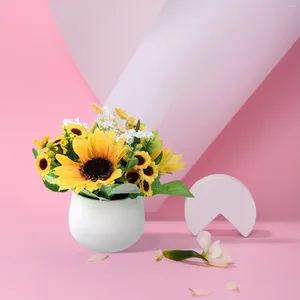 Dekorative Blumen Topf Sonnenblume Künstliche Pflanzen Indoor Set Dekoration Keramik Desktop gefälschte Bonsai