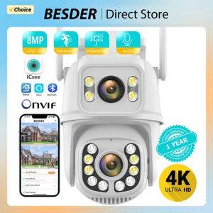 IP Cameras 8MP 4K PTZ WiFi IP Camera Security Protection Dual Lens ScreenColor Night Vision4MP IP Camera CCTV Surveillance Camera ICSEE APP 240413