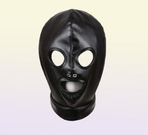 Máscara gótica Hoodsoft PU Couro exposto Olhos de boca exposta Fetish BDSM Cabeça de escravidão Máscaras Máscaras de Cosplay Gimp Toys para Couples1286034