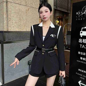 23SS new autumn and winter blazer color matching fashionable loose Korean version with belt classic blazer versatile