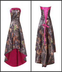 Short Cocktail Dresses High Low Strapless Camo Laceup Real Simple Desigher Sleeveless Stylish Knee Length Cheaper Camo Sati2452626