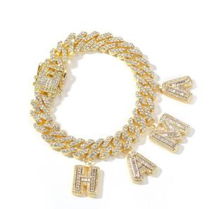 Niestandardowa nazwa Baguette Letters z Miami Cuban Link Bransoletka dla mężczyzn Kobiety Hip Hop Bling Jewelry191s9162745