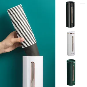 Kitchen Storage Disposable Paper Cups Dispenser Plastic Cup Holder For Water Wall Mounted Automatic Rack Container