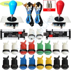 Joysticks 2 jogadores Arcade Joystick Kit 8 Way Sanwa Joystick + Happ Type Push Button Zero Atraso codificador para PC Mame Raspberry Pi Game