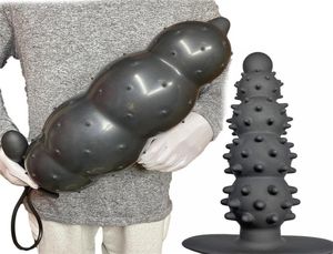 Sexspielzeugmassagegeräsendurchmesser 13 cm aufblasbarer Dildo -Partikelanalstecker mit 5 Perlen in der Silikonsäule Riesige Butt Ass Dilator6226130 gebaut