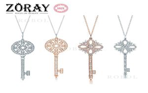 Classic Sterling Silver Necklaces Supplies Micro Pave Zircon Pendant Key Necklace For Women Girl Christmas Gift Jewelry Wholesale6774831