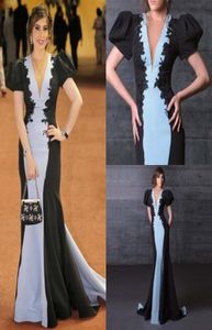 Elegant Mermaid Evening Dresses Black Appliqued Puff Sleeves Cocktail Party Gowns Real Image Custom Made Formal Prom Dresses2946087