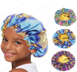 New Double Layer Extra Large Sleep Cap kids Adjustable African print Ankara Satin Bonnet turban hat Night Sleep Beanie Chemo Cap7776996