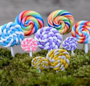 12PCS Rainbow Lollipop Wedding Home Decor Miniatury Gnome Terrarium Figurines Fairy Garden Ornaments Dollhouse DIY3607796