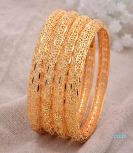 24K India Ethiopian Yellow Solid Gold Filled Lovely Bangles For Women girls party jewelry BanglesBracelet gifts Y11263514169