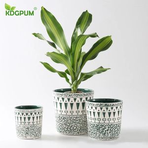 花瓶丸い幾何学的パターンのあるモダンな手作りのセラミック植木鉢