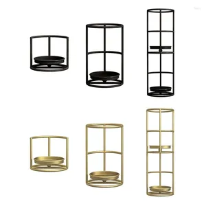 Świecane uchwyty w stylu nordyckim kutym żelaznym okrągiem geometrycznym kinkierem Candlestick Rack QX2E