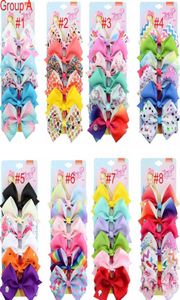 DHL 156 Cores Designer Ins 5quot Bow Girl Girl Colorful Print Barrettes Acessórios Rainbow Kids Unicorn Party Hair Clipper1478468