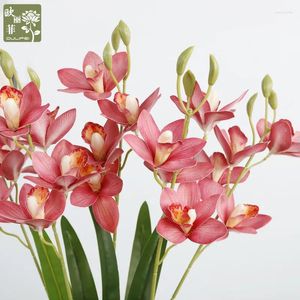 Flores decorativas A simulação mostra a reprodução 3D de buquês de cymbidbidium e decoração de arranjo de flores em Indoor El