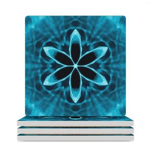 Tischmatten abstrakte blaue Blumenkeramik Untersetzer (Quadrat) für Getränke ästhetische Platte Fliesenmatte